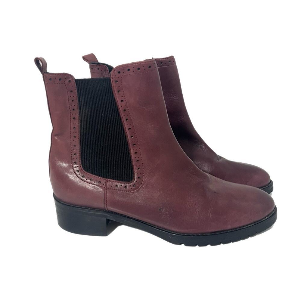 Barbara Barbieri Oakbark Red Leather Pull On Chelsea Ankle Boots Womens US 9